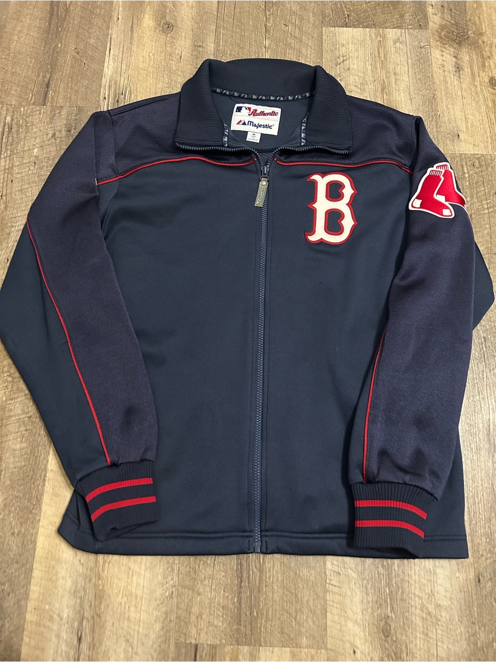 Majestic Kids Navy and Red Boston B Full-Zip Jacket
